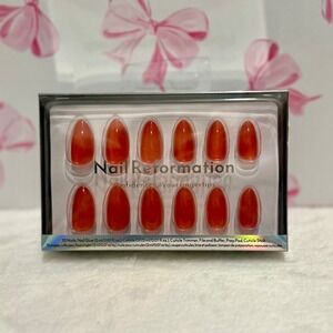 Nail Reformation‎ Orange Almond Shape Press On Nails 32 Piece Kit Glue Included